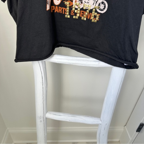 Originality Cropped Black Motorcycle Short Sleeve T-Shirt Size Large - Picture 7 of 9